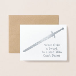 Cartão Metalizado Espada Prateada Medieval - Citação Personalizada -
