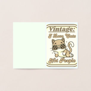 Cartão Metalizado Eu Amo Gatos, Não Pessoas