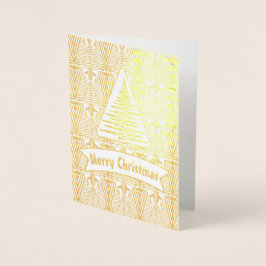 Cartão Metalizado Excelente Dourado Gatsby Art Deco Feliz Natal