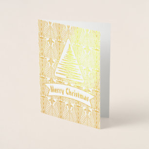 Cartão Metalizado Excelente Dourado Gatsby Art Deco Feliz Natal