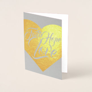 Cartão Metalizado Faith Hope and Love Heart Personalizável