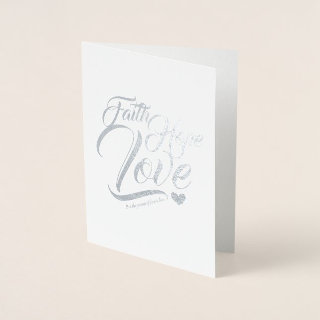 Cartão Metalizado Faith Hope e Love Personalizáveis (Frente)