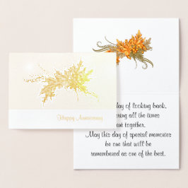 Cartão Metalizado Feliz Aniversário com a Swag de outono