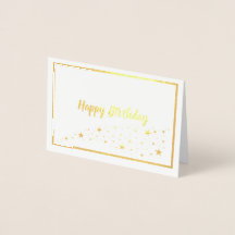 Feliz Aniversário Com Stars Trail Gold Foil Card