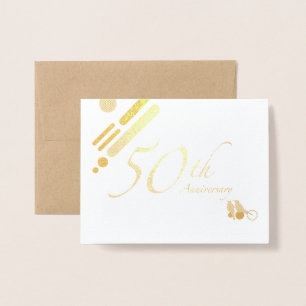 Cartão Metalizado Feliz aniversário de 50 anos de Ouro
