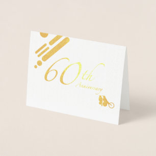 Cartão Metalizado Feliz aniversário de 60 anos Pássaros do Mod