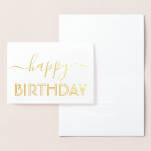 Cartão Metalizado Feliz aniversário do Elegante Kraft e Silver Real