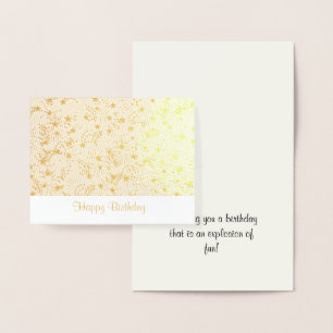 Cartão Metalizado Feliz aniversario, estrelas e fogos-de-artifício