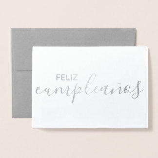 Cartão Metalizado Feliz Aniversário Feliz Espanhol Elegante