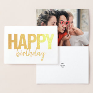 Cartão Metalizado Feliz Aniversário - Foto do Script Moderno de Pinc