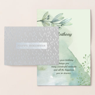 Cartão Metalizado Feliz aniversário. Luxury Real Foil | Placa de Aqu