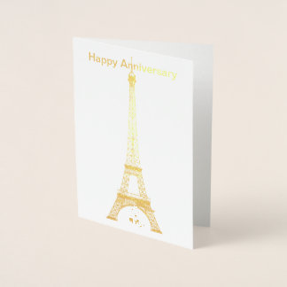 Cartão Metalizado Feliz Aniversário Paris Eiffel Tower Foil Card