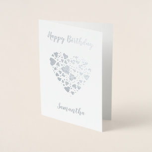Cartão Metalizado Feliz Aniversário Personalizado Prata
