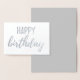 Cartão Metalizado Feliz aniversário Pincel de Pé-de-Pé-de-Prata (Bru (Exibição)