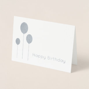 Cartão Metalizado feliz aniversario real elegante minimalista de