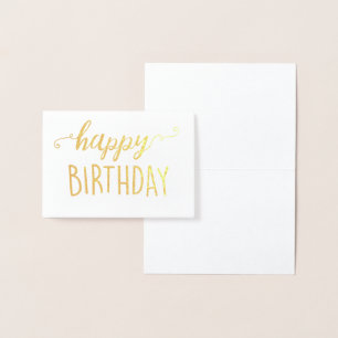 Cartão Metalizado Feliz Aniversário Vazio Dourado Simples