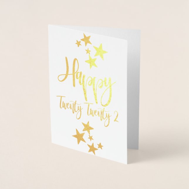 Cartão Metalizado Feliz ano novo 2022 Estrelas (Frente)