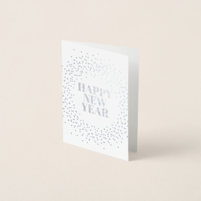 Cartão Metalizado Feliz ano novo Moderno Sparkler (Frente)