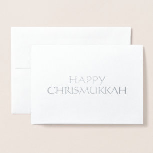 Cartão Metalizado Feliz Chrismukkah minimalista elegante simples chi