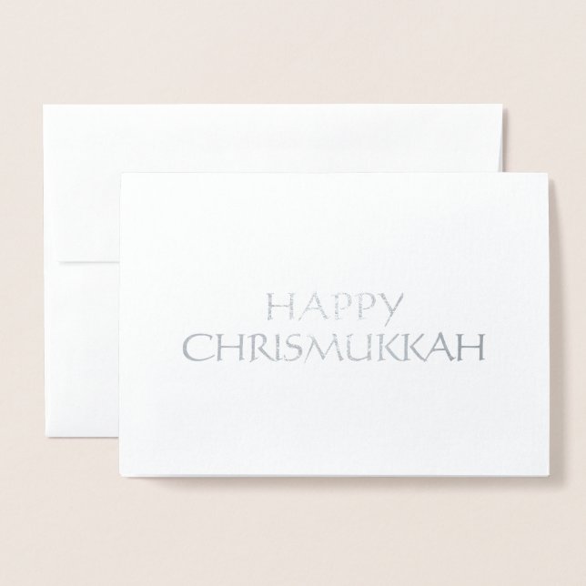 Cartão Metalizado Feliz Chrismukkah minimalista elegante simples chi (Frente com envelope)