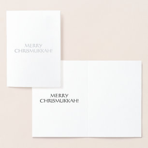 Cartão Metalizado Feliz Chrismukkah simples elegante minimalista