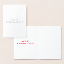Cartão Metalizado Feliz Chrismukkah vermelho int - letras prata / ou