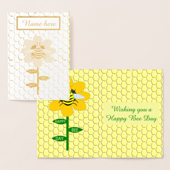 Cartão Metalizado Feliz Dia de Aniversário do Bumblebee Personalizad (Exibição)