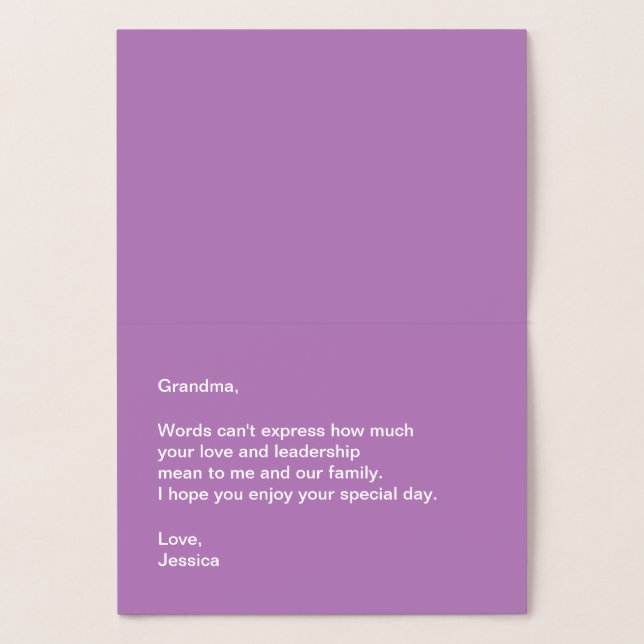 Cartão Metalizado Feliz Dia de as mães Para Minha Avó Elegante Doura (Interior)