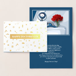 Cartão Metalizado Feliz Dia dos Médicos. Red Carnação Luxury