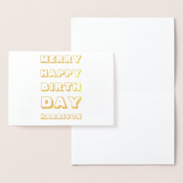 Cartão Metalizado Feliz Feliz Aniversário Nome do Natal moderno