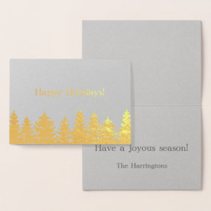 Cartão Metalizado Feliz Feriados! Folha de Ouro Personalizar