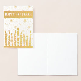Cartão Metalizado Feliz Hanukkah Menorah
