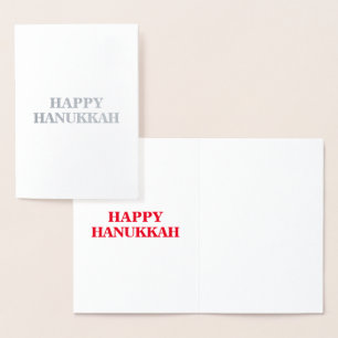 Cartão Metalizado Feliz Hanukkah, Red int. letras - prata / ouro