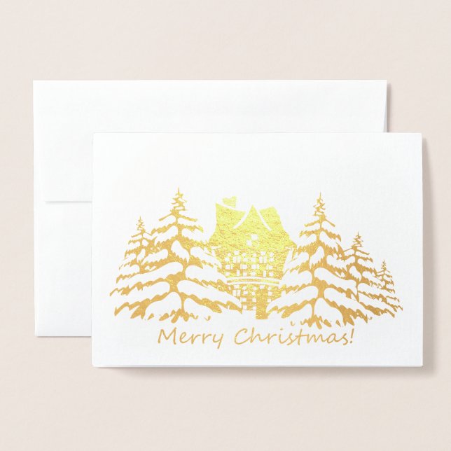 Cartão Metalizado Feliz Natal (Frente com envelope)