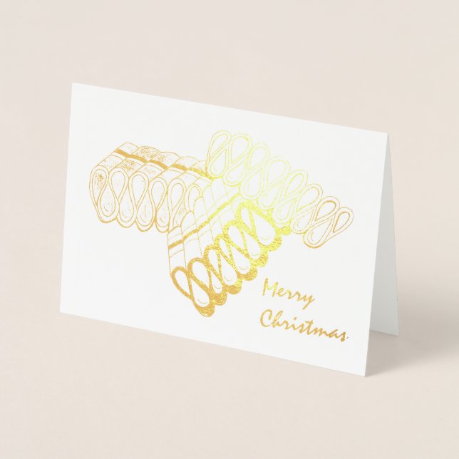 Cartão Metalizado Feliz Natal Clássico Feriado de Friso Clássico de  (Frente)