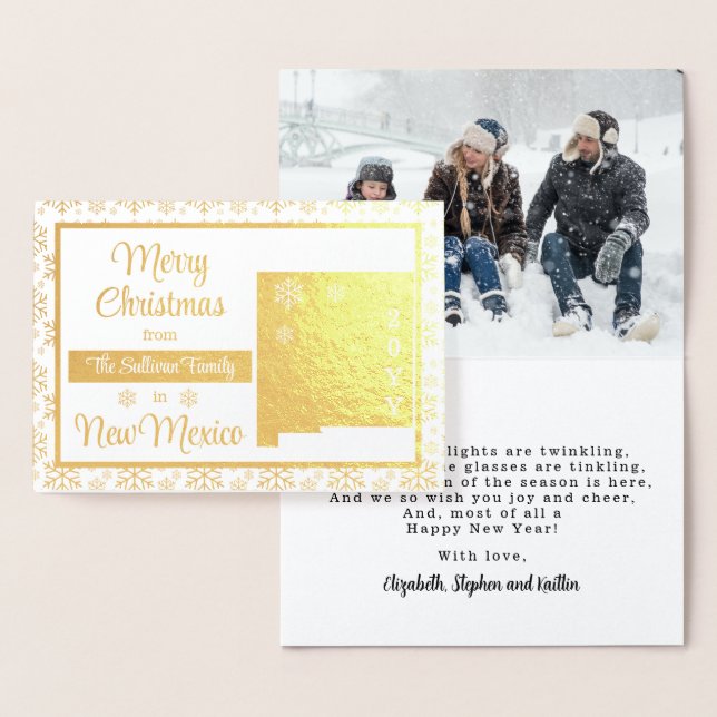 Cartão Metalizado Feliz Natal da Foto do Novo México (Exibição)
