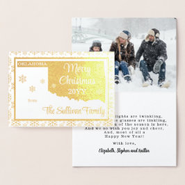 Cartão Metalizado Feliz Natal de Oklahoma State Photo