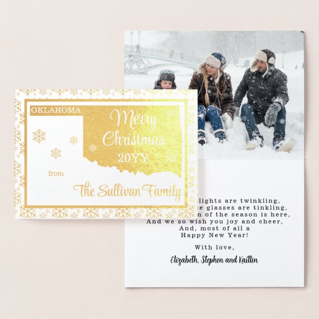 Cartão Metalizado Feliz Natal de Oklahoma State Photo (Exibição)