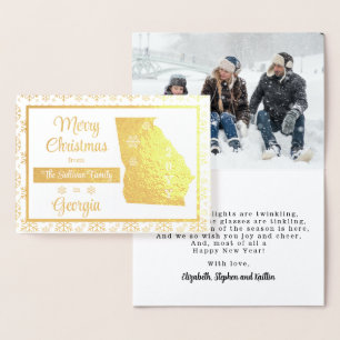 Cartão Metalizado Feliz Natal do Estado da Geórgia   Foto