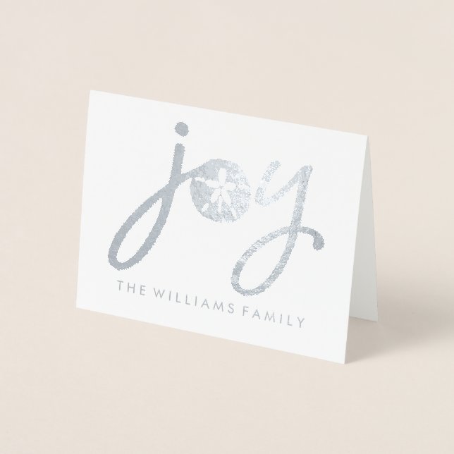 Cartão Metalizado Feliz Natal | Dólar de areia prateada (Frente)