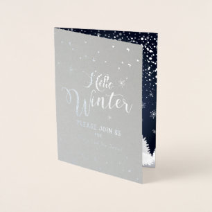 Cartão Metalizado Feliz Natal e Feliz ano novo! 2026 Neve de inverno