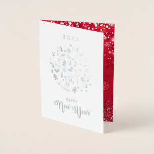 Cartão Metalizado Feliz Natal e Feliz ano novo! Neve XMAS 2026