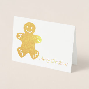 Cartão Metalizado Feliz Natal Gingercake Man Cookie Holiday