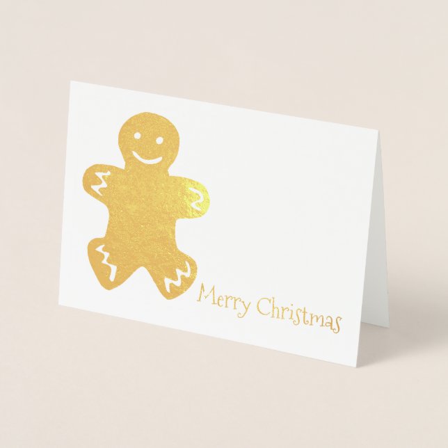 Cartão Metalizado Feliz Natal Gingercake Man Cookie Holiday (Frente)