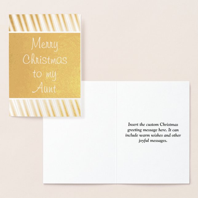 Cartão Metalizado "Feliz Natal para minha tia" (Exibição)