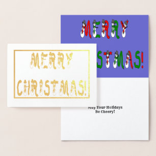Cartão Metalizado Feliz Natal Snowman Font Dourado, ZAtoZ