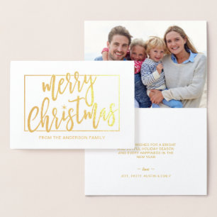Cartão Metalizado Feliz Natal Trendy Manuscrito Dourado
