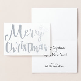 Cartão Metalizado Feliz Natal Typografia Silver Foil