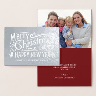 Cartão Metalizado Feliz Natal Vintage Chalkboard Silver Foil