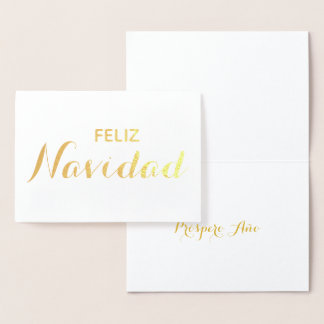 Cartão Metalizado Feliz Navidad Año Espanhol de Natal Elegante